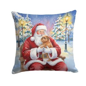 Brussels Griffon with Santa Claus Throw Pillow Decorative Indoor Outdoor Accent Cushion for Couch, Bed or Patio, 14Hx14W