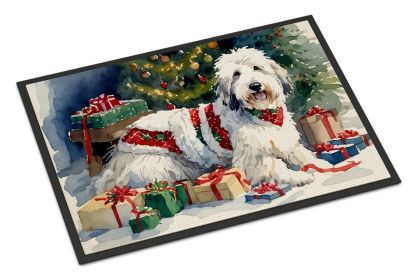 Old English Sheepdog Cozy Christmas Doormat Front Door Mat Indoor Outdoor Rugs for Entryway, Non Slip Washable Low Pile, 24H X 36W