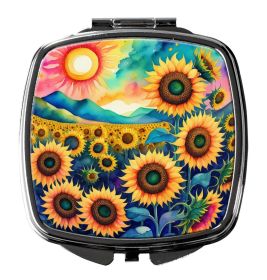 Colorful Sunflowers Compact Mirror Decorative Travel Makeup Mirror for Women Girls Gifts Pocket Makeup Mirror Folding Handheld