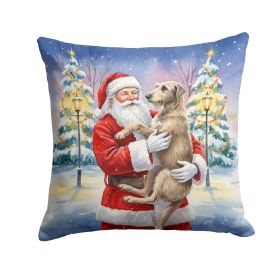 Scottish Deerhound with Santa Claus Throw Pillow Decorative Indoor Outdoor Accent Cushion for Couch, Bed or Patio, 14Hx14W