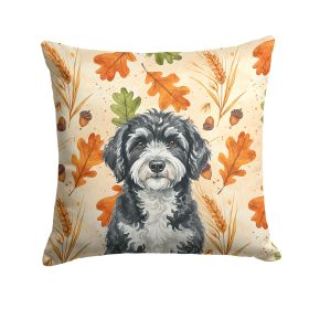 Portuguese Water Dog Heirloom Fall Throw Pillow Decorative Indoor Outdoor Accent Cushion for Couch, Bed or Patio, 14Hx14W