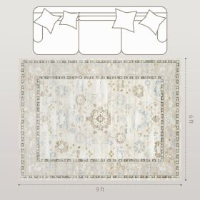6x9 Area Rug, Indoor Boho Machine Washable Carpet For Living Room, Bedroom, Dining Room, Kitchen, Blue (Color: Blue)