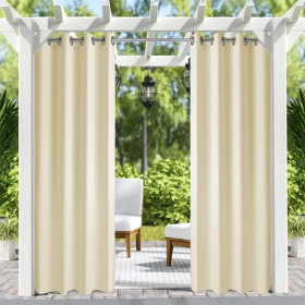 Outdoor Patio Curtain Grommets 50x10inch Ivory (Option: 50 in. W x 106 in. L)